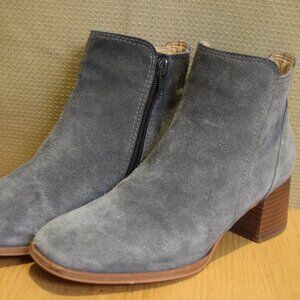 Lucky Brand Ankle Boots Gray Suede Womens Size 6 Used Chunky Heel "LK-LILYE"